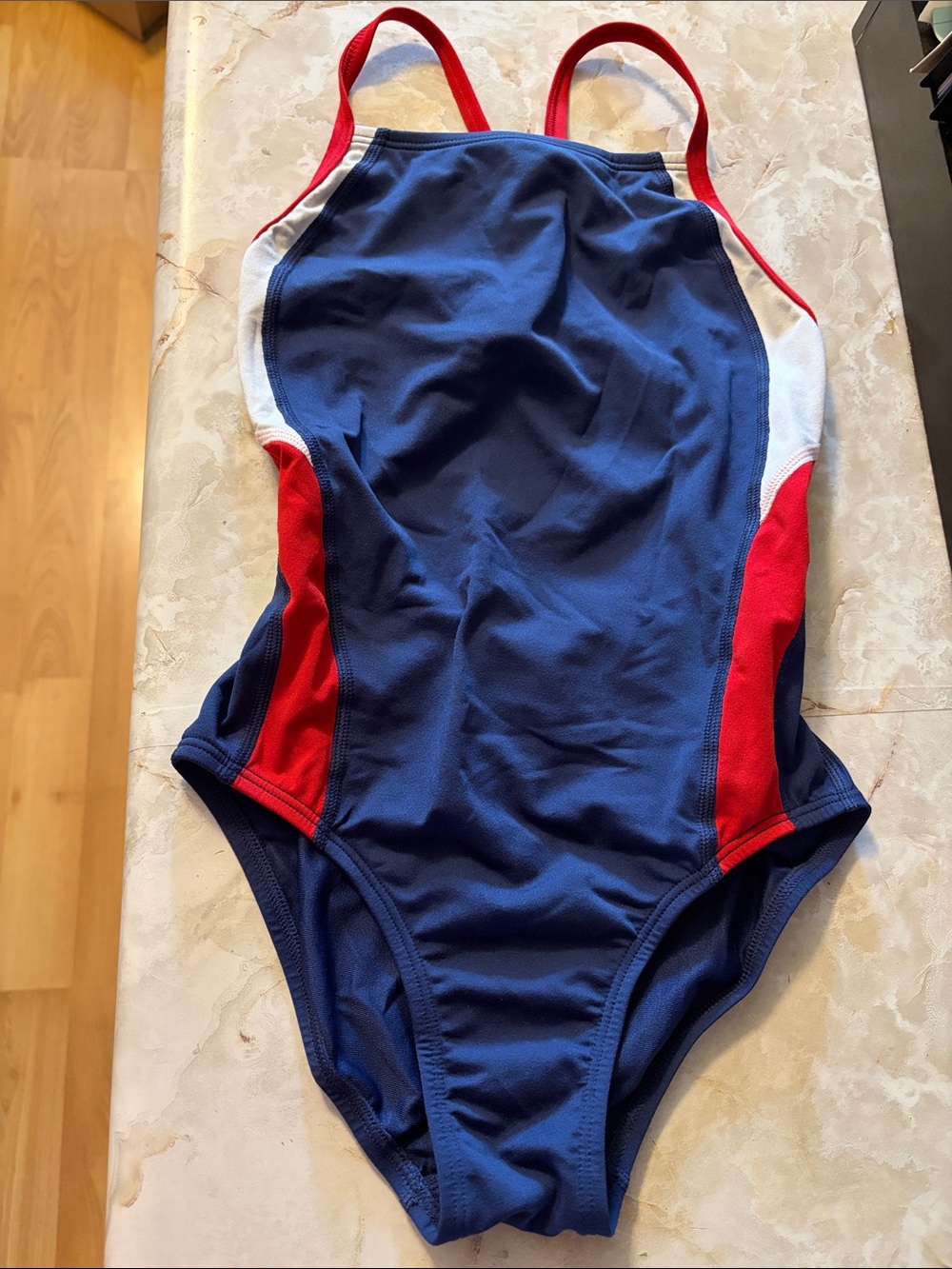 Speedo Navy One-Piece Speedo Swimsuit with Red & White Accents
